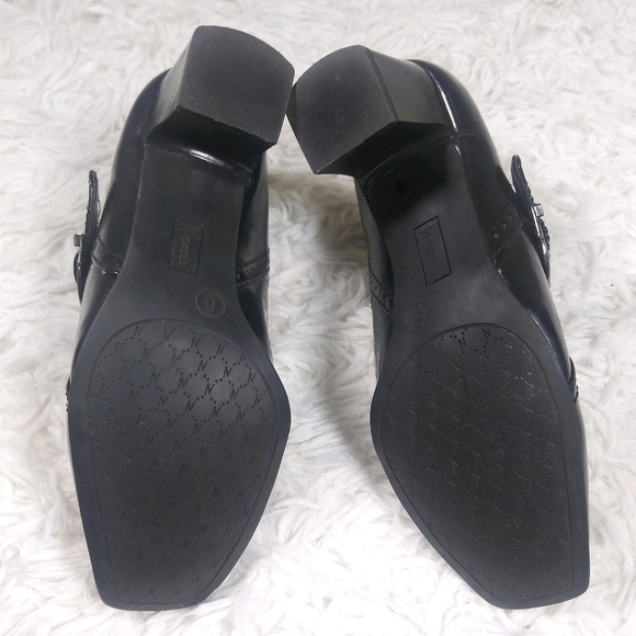 Nickles - black buckle square toe heeled booties - Picture 7 of 7